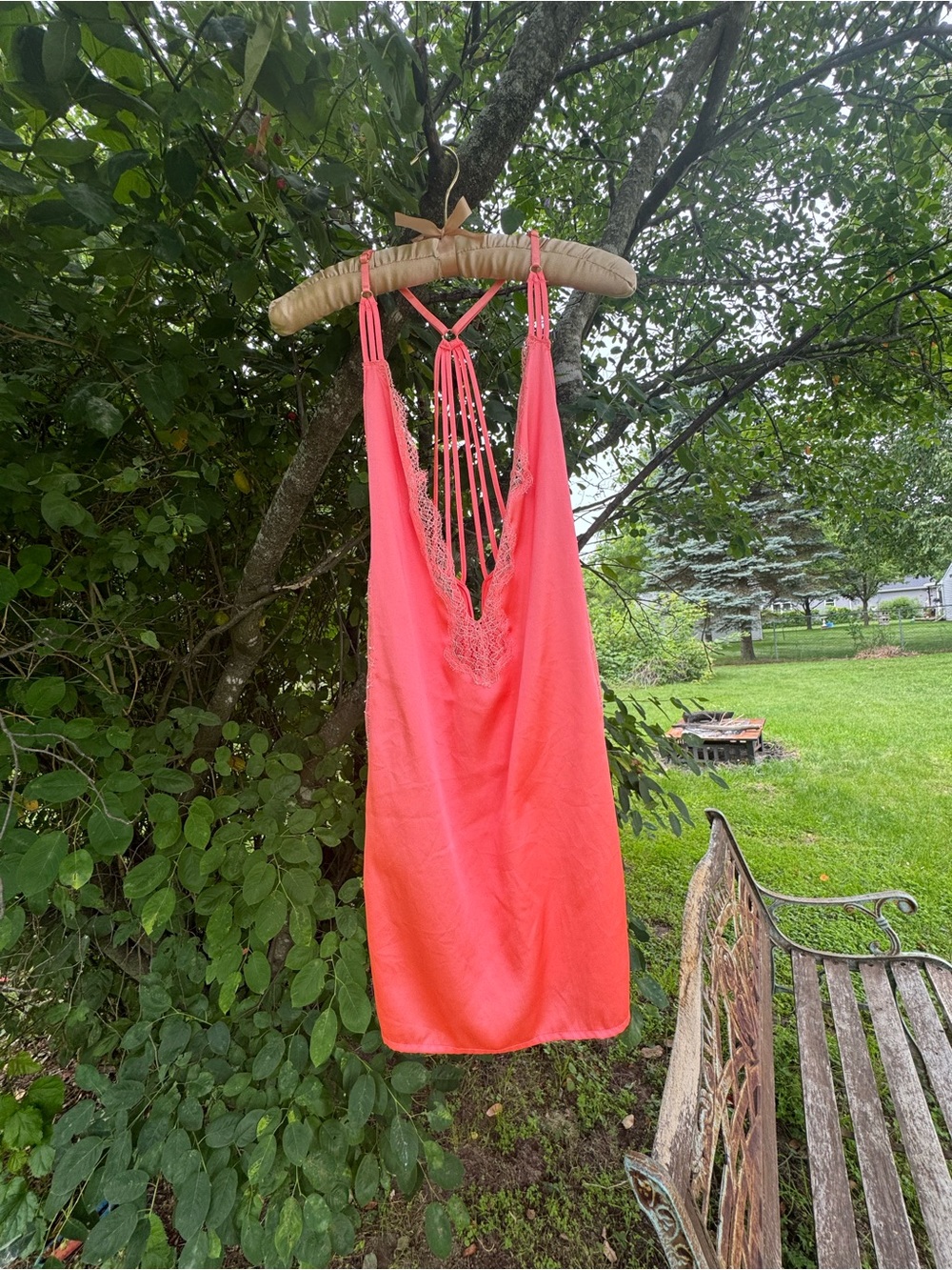 Victoria's Secret Coral Lace Slip with Strappy Back